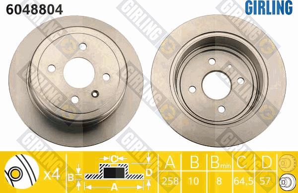 Girling 6048804 - Тормозной диск autospares.lv