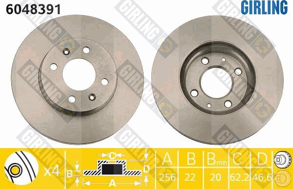 Girling 6048391 - Тормозной диск autospares.lv