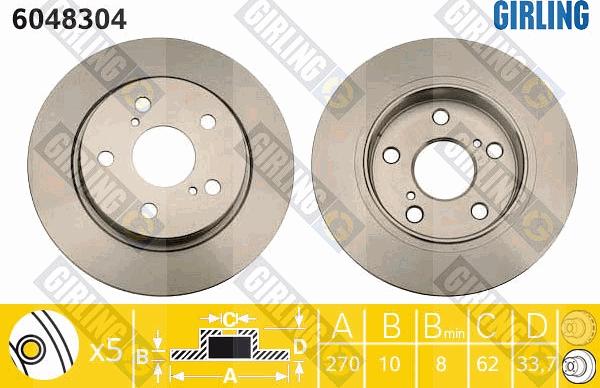 Girling 6048304 - Тормозной диск autospares.lv