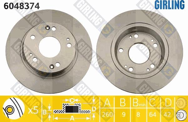 Girling 6048374 - Тормозной диск autospares.lv