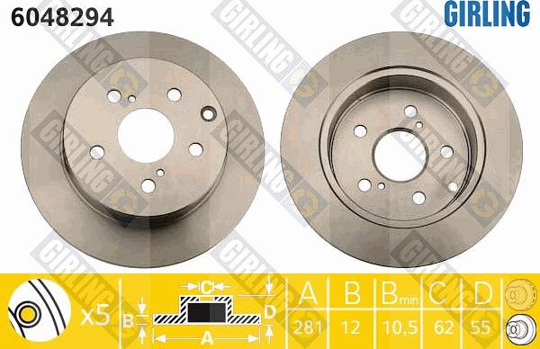 Girling 6048294 - Тормозной диск autospares.lv