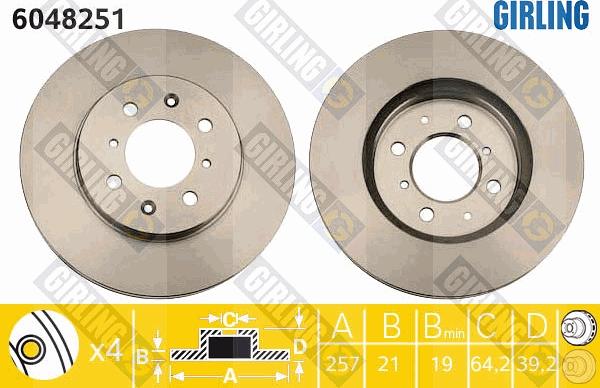 Girling 6048251 - Тормозной диск autospares.lv