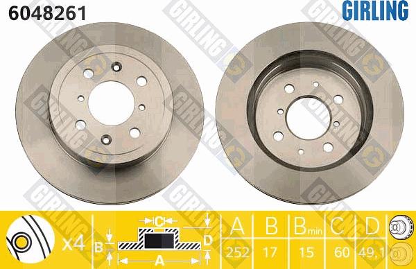 Girling 6048261 - Тормозной диск autospares.lv