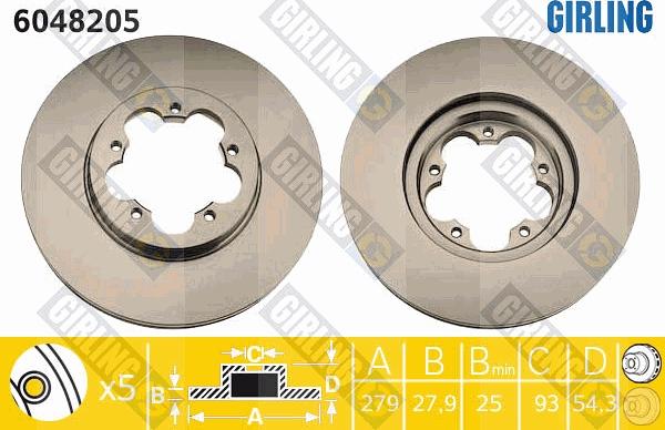 Girling 6048205 - Тормозной диск autospares.lv