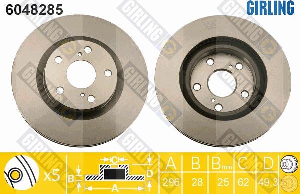 Girling 6048285 - Тормозной диск autospares.lv