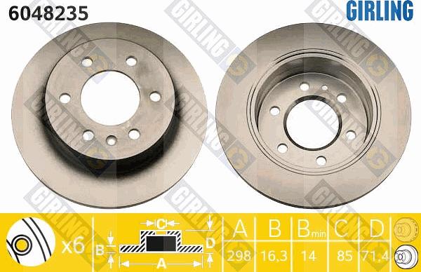 Girling 6048235 - Тормозной диск autospares.lv