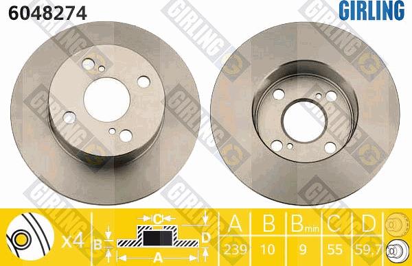 Girling 6048274 - Тормозной диск autospares.lv