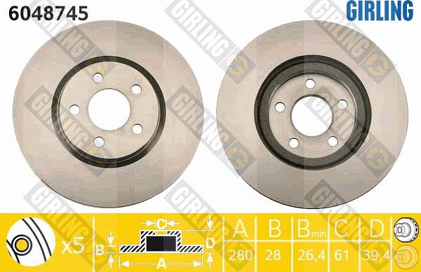 Girling 6048745 - Тормозной диск autospares.lv