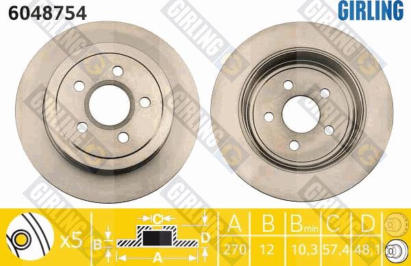 Girling 6048754 - Тормозной диск autospares.lv