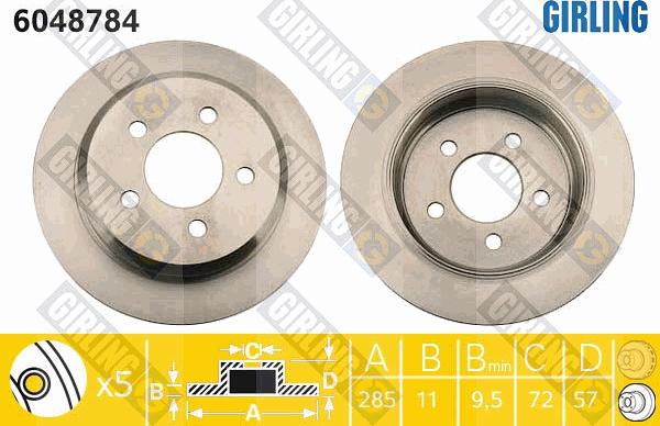 Girling 6048784 - Тормозной диск autospares.lv