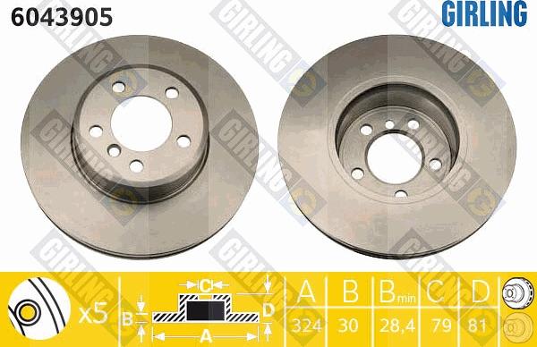 Girling 6043905 - Тормозной диск autospares.lv