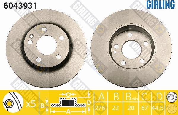 Girling 6043931 - Тормозной диск autospares.lv