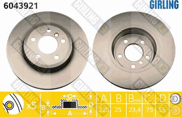 Girling 6043921 - Тормозной диск autospares.lv