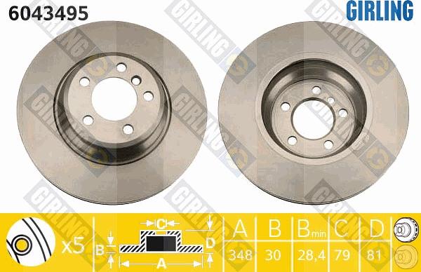 Girling 6043495 - Тормозной диск autospares.lv