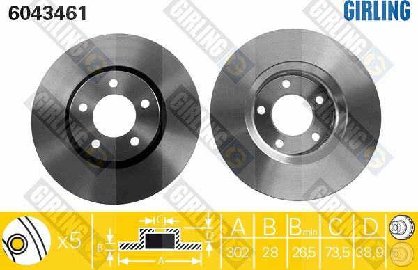 Girling 6043461 - Тормозной диск autospares.lv