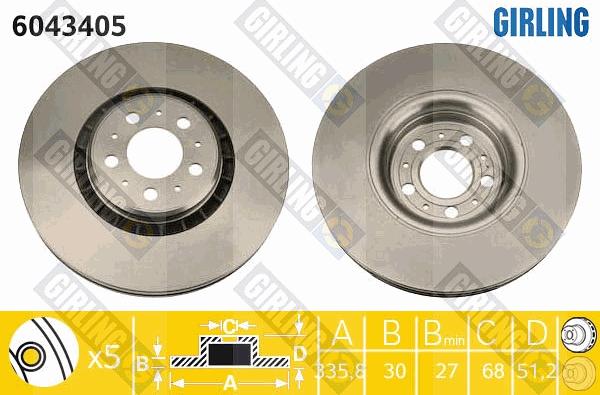 Girling 6043405 - Тормозной диск autospares.lv