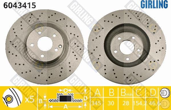 Girling 6043415 - Тормозной диск autospares.lv