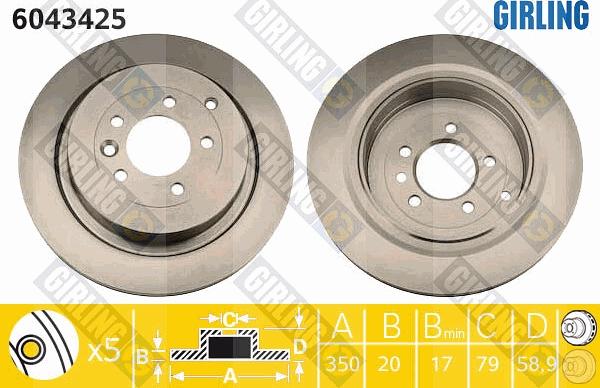 Girling 6043425 - Тормозной диск autospares.lv