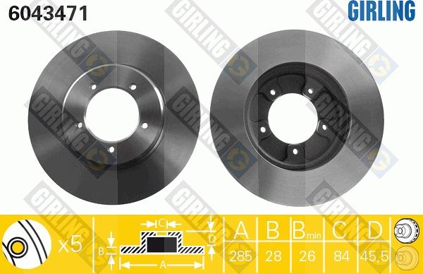 Girling 6043471 - Тормозной диск autospares.lv