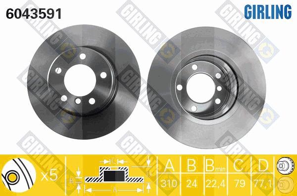 Girling 6043591 - Тормозной диск autospares.lv