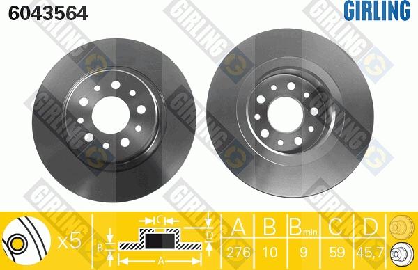 Girling 6043564 - Тормозной диск autospares.lv