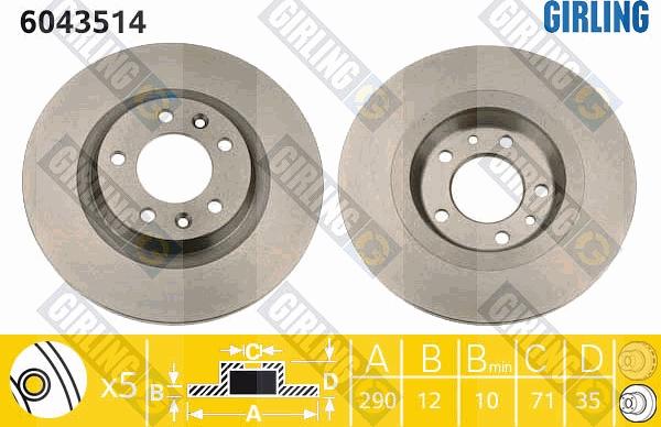 Girling 6043514 - Тормозной диск autospares.lv