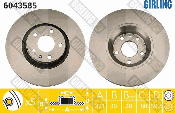 Girling 6043585 - Тормозной диск autospares.lv