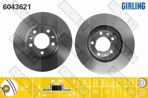 Girling 6043621 - Тормозной диск autospares.lv