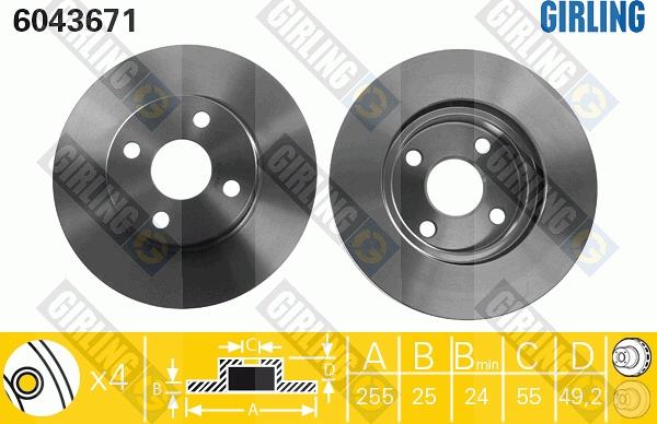 Girling 6043671 - Тормозной диск autospares.lv