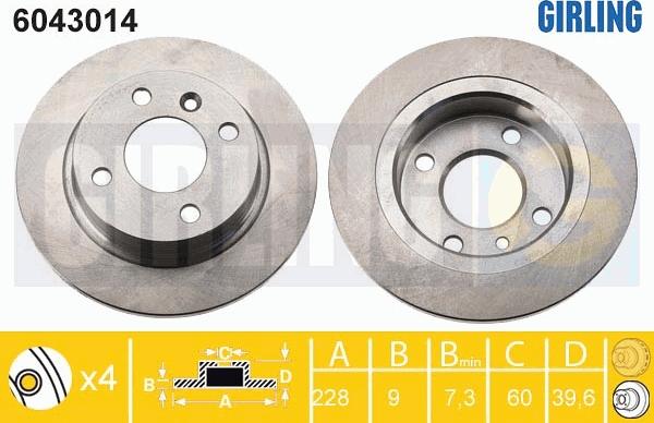 Girling 6043014 - Тормозной диск autospares.lv