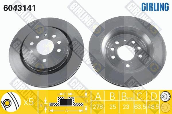 Girling 6043141 - Тормозной диск autospares.lv