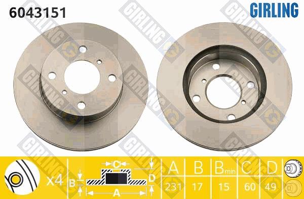 Girling 6043151 - Тормозной диск autospares.lv