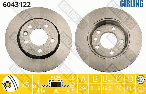 Girling 6043122 - Тормозной диск autospares.lv