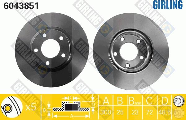 Girling 6043851 - Тормозной диск autospares.lv