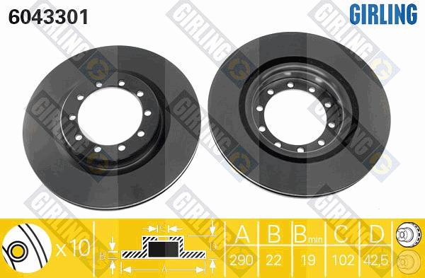 Girling 6043301 - Тормозной диск autospares.lv