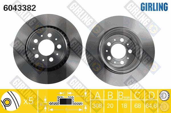 Girling 6043382 - Тормозной диск autospares.lv