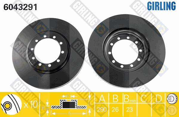 Girling 6043291 - Тормозной диск autospares.lv