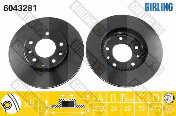 Girling 6043281 - Тормозной диск autospares.lv