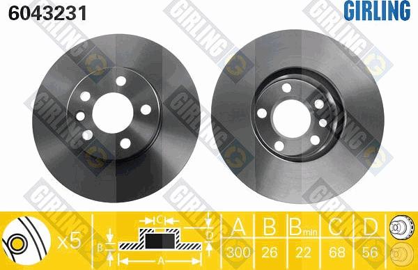 Girling 6043231 - Тормозной диск autospares.lv