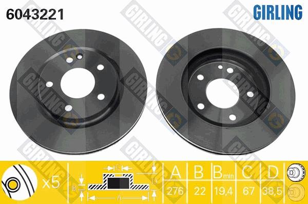 Girling 6043221 - Тормозной диск autospares.lv