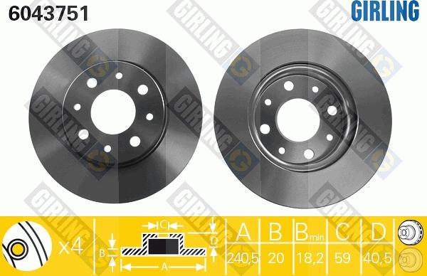 Girling 6043751 - Тормозной диск autospares.lv