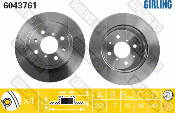 Girling 6043761 - Тормозной диск autospares.lv