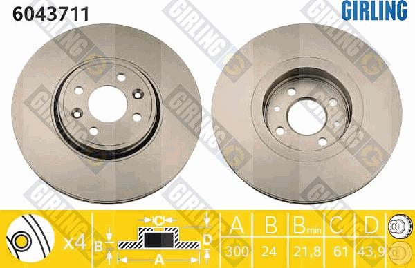 Girling 6043711 - Тормозной диск autospares.lv