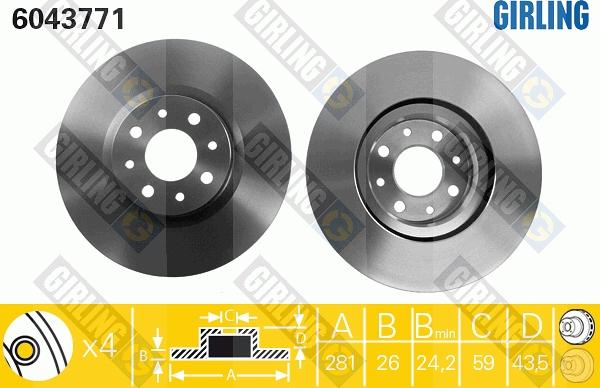 Girling 6043771 - Тормозной диск autospares.lv