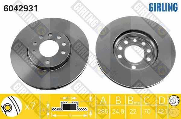 Girling 6042931 - Тормозной диск autospares.lv