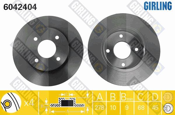 Girling 6042404 - Тормозной диск autospares.lv