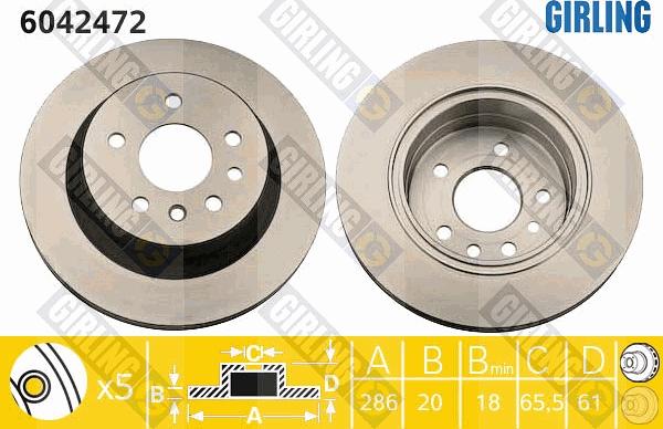 Girling 6042472 - Тормозной диск autospares.lv