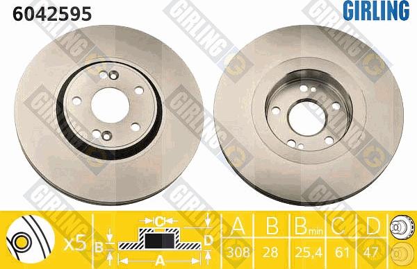 Girling 6042595 - Тормозной диск autospares.lv