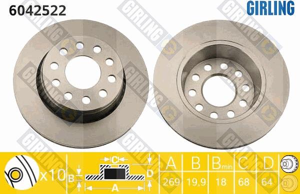 Girling 6042522 - Тормозной диск autospares.lv