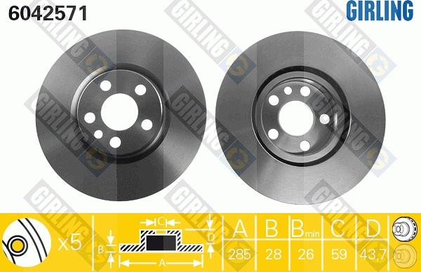 Girling 6042571 - Тормозной диск autospares.lv